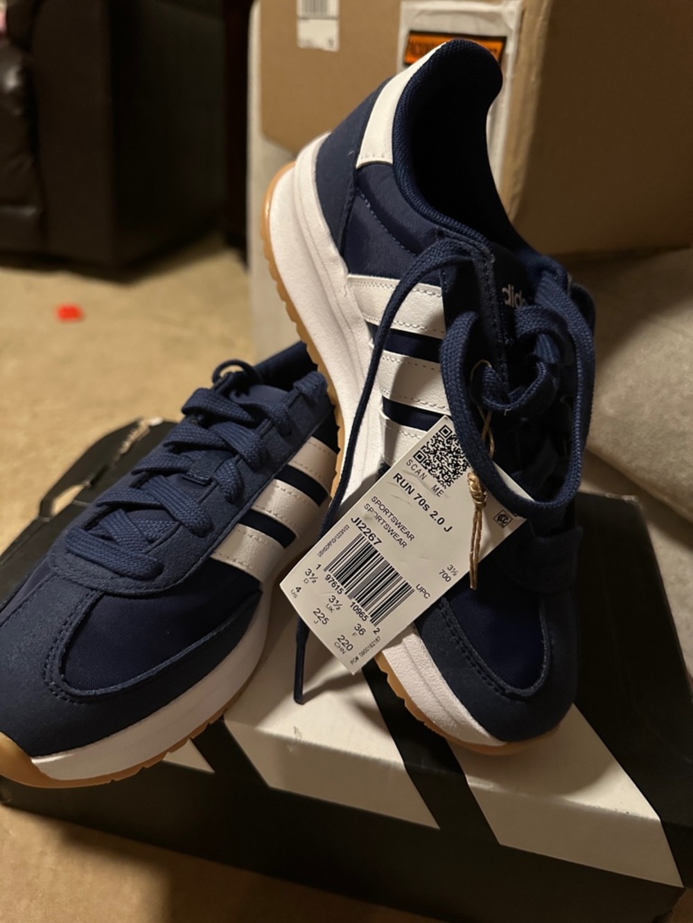 adidas Navy and White Classic Low-Top Sneakers